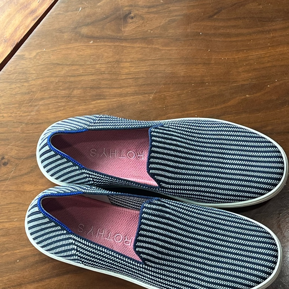 Rothy's Navy and White Striped Slip-Ons - Picture 3 of 5